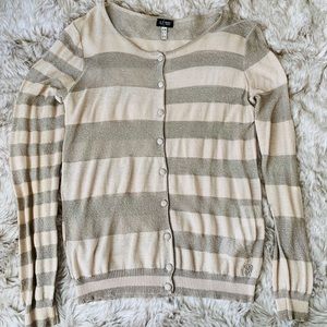 Armani Sheer Transparent Striped Cardigan Sweater